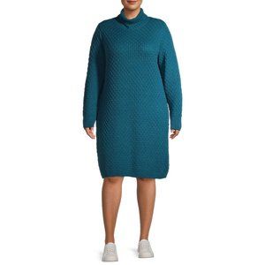 Terra & Sky Women's Plus Size Honeycomb Turtleneck Sweater Dress